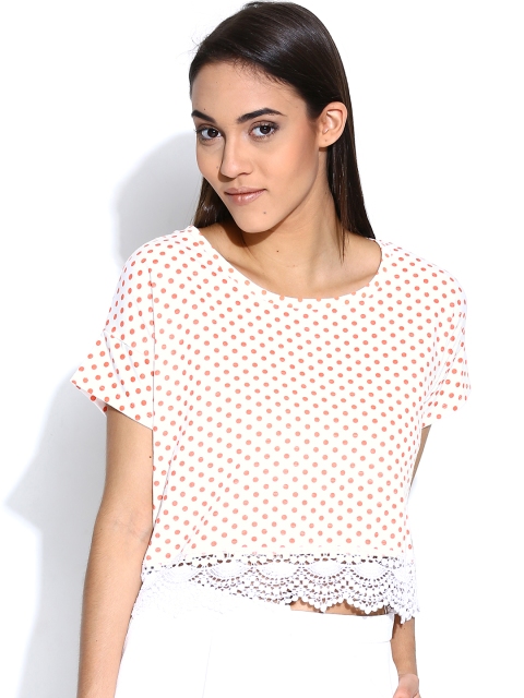 

Sera Off-White Polka Dot Print Top