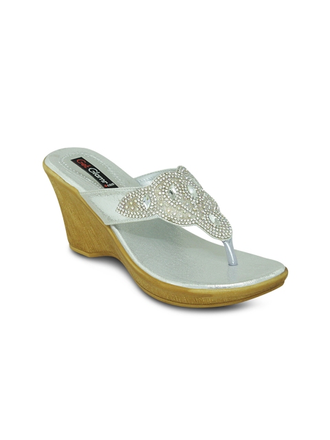 

Get Glamr Women Silver-Toned Embellished Wedges