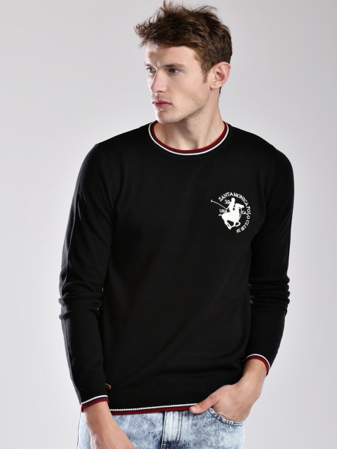 

Santa Monica Men Black & Maroon Sweater