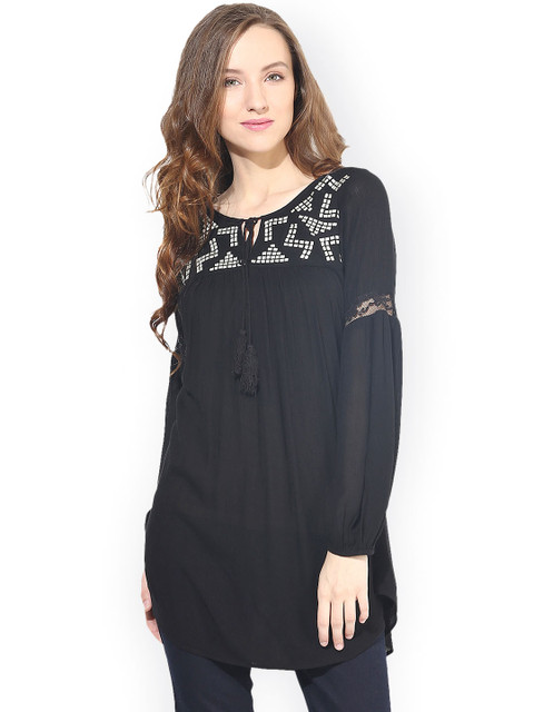 

Taurus Black Embroidered Top