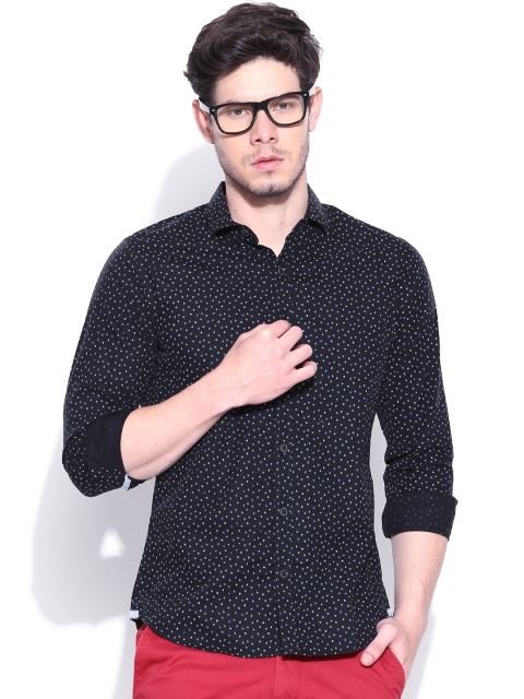 

United Colors of Benetton Navy Printed Casual Shirt, Navy blue