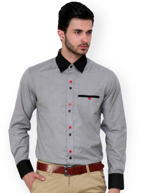 

Dazzio Grey Slim Fit Smart Casual Shirt