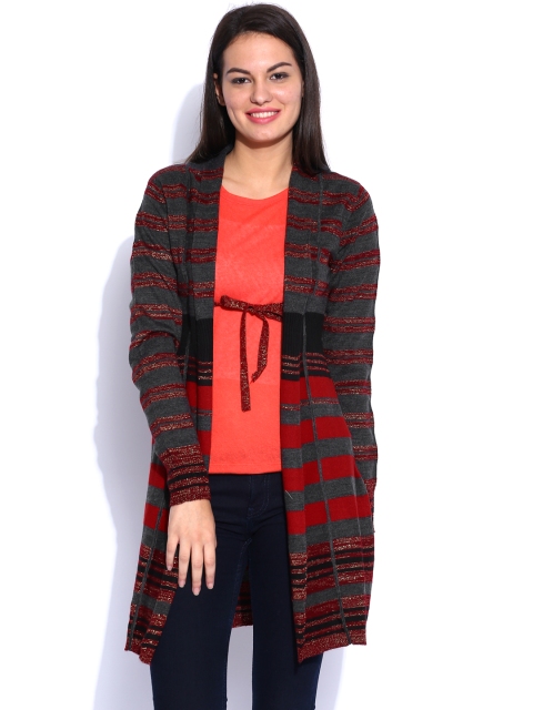 

Akiva Grey Melange & Red Striped Shrug