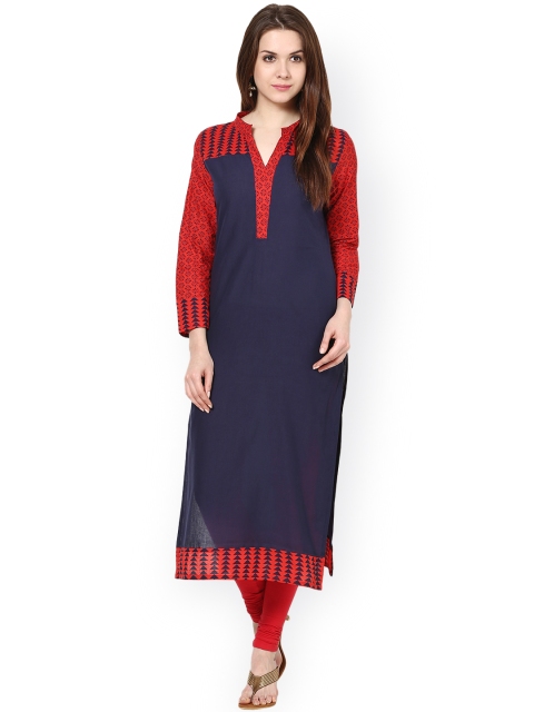 

Sringam Blue & Red Printed Kurta