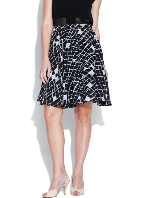 

Tokyo Talkies Black Printed Flared Skirt