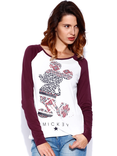 

ONLY White & Burgundy Printed T-shirt