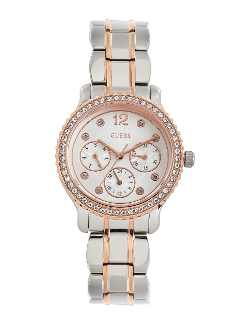 

GUESS Women Silver-Toned Dial Embellished Watch W0305L3