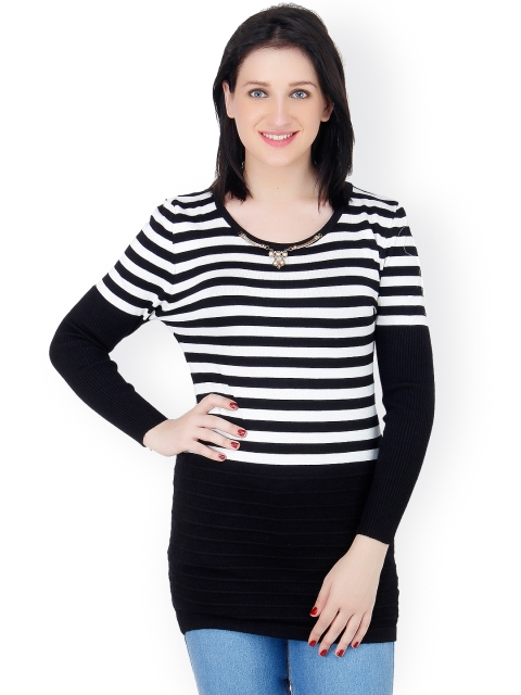 

Camey White & Black Striped Sweater