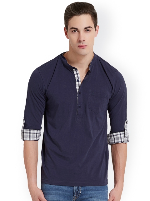 Navy Blue Solid Polo T-Shirt
