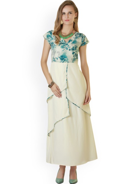 

Belle Fille Blue & White Printed Maxi Dress