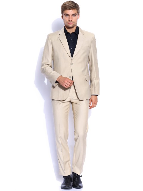 

Four One Oh Men Beige Tailored Fit Single-Breasted Formal Suit