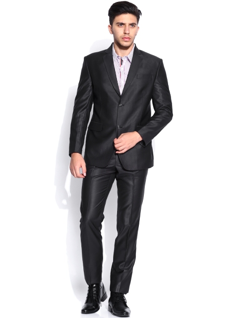 

Four One Oh Men Black Tailored Fit Single-Breasted Party Suit