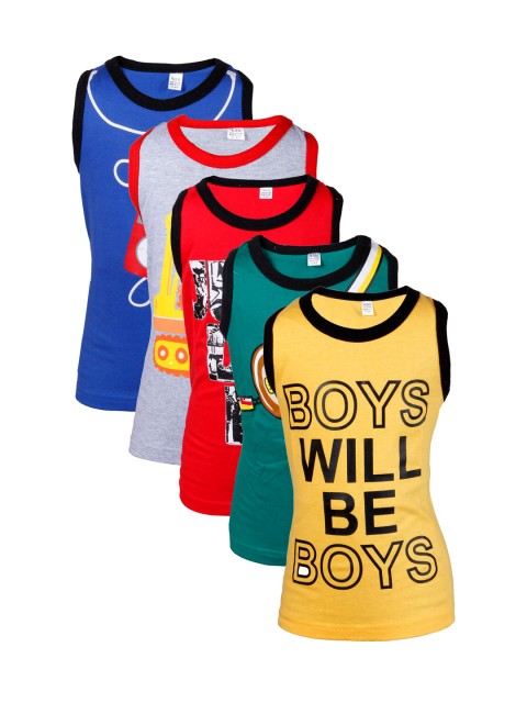 

GKIDZ Boys Pack of 5 Printed T-Shirts, Multi