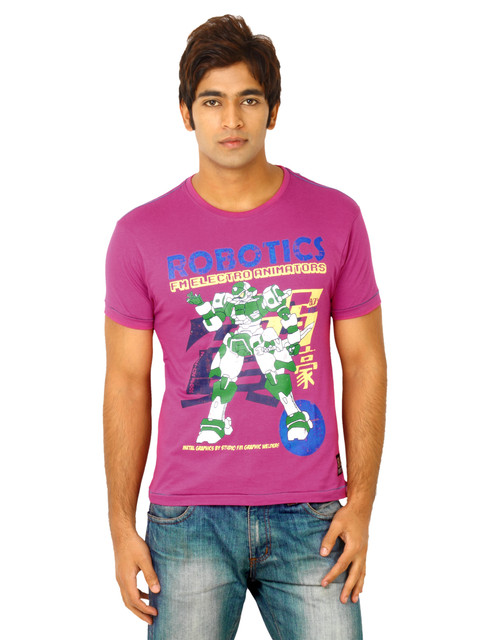 

Flying Machine Men Fuschia Pink Tshirts
