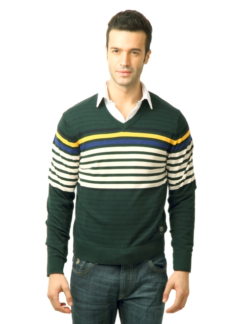 

U.S. Polo Assn. Men Stripes Green Sweater