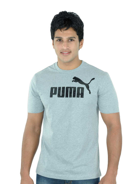 

Puma Men Grey Solid Round Neck T-Shirt