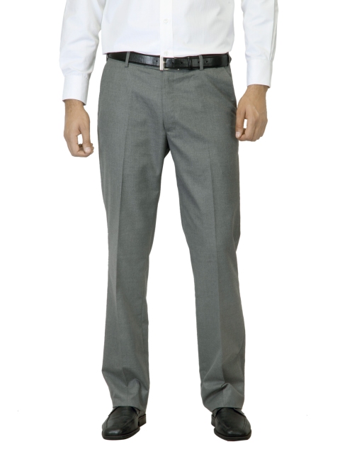 

Arrow Men Grey Flat Front Trousers