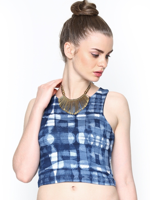 

AND Women Blue Printed Crop Top