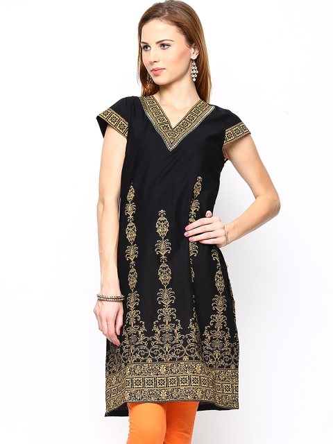 

Aurelia Women Black Printed Kurta