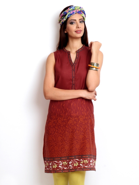 

Aurelia Women Maroon Printed Kurta