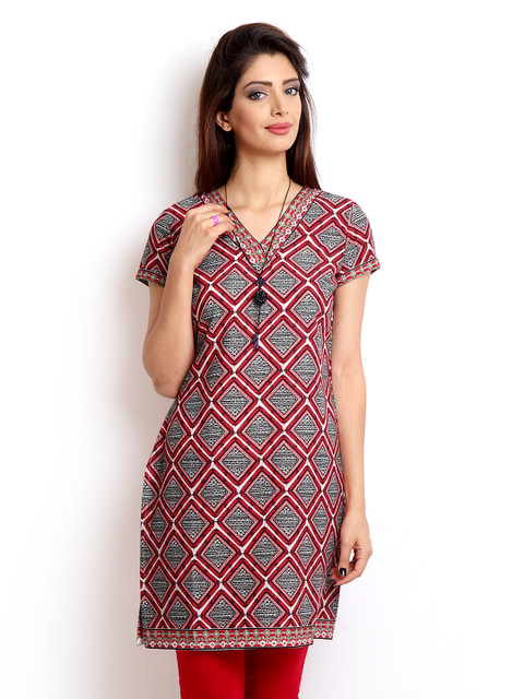 

Aurelia Women Red & Black Printed Kurta
