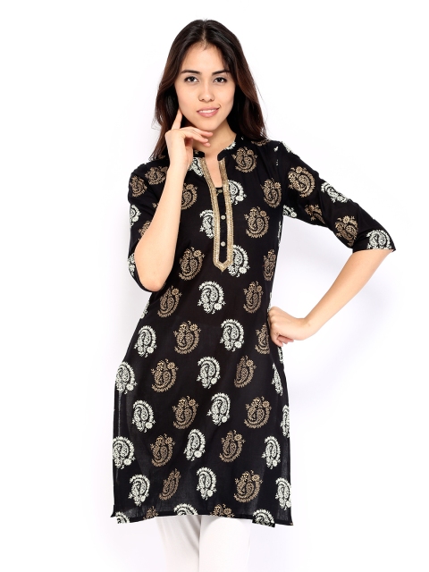 

Aurelia Women Black Printed Kurta