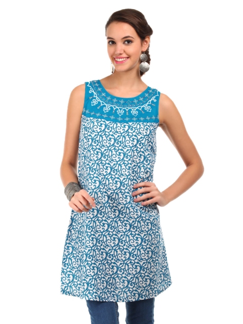 

Aurelia Women Blue And White Printed Kurta