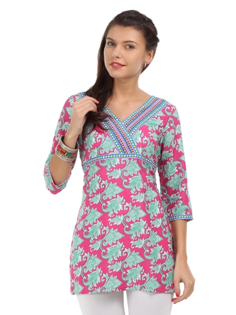 

Aurelia Women Pink & Green Printed Kurti