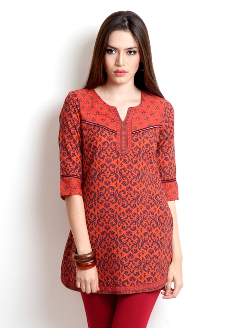 

Aurelia Women Orange Printed Kurti