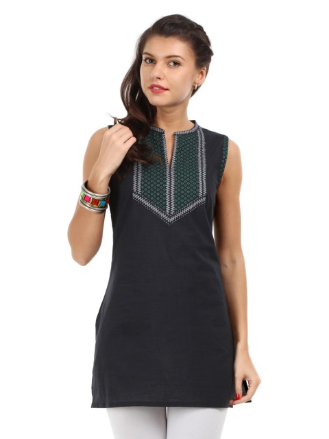 

Aurelia Women Black Dobby Kurti