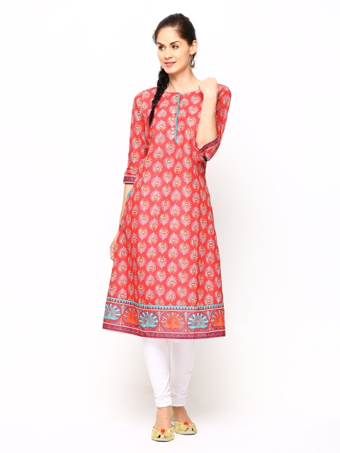 

Aurelia Women Red Printed A-Line Kurta