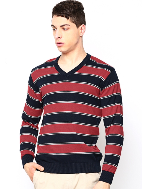

Academics Men Navy & Red Striped Sweater, Navy blue
