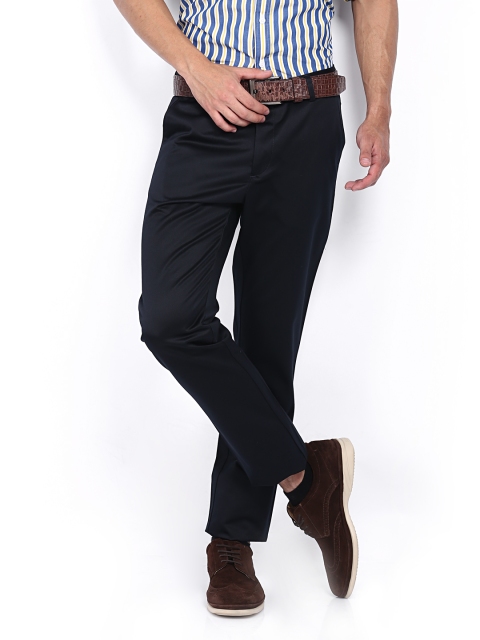

Allen Solly Men Navy Custom Slim Fit Trousers, Navy blue