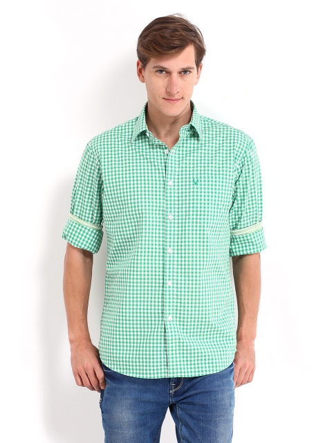 

Allen Solly Men White & Green Checked Sport Fit Casual Shirt