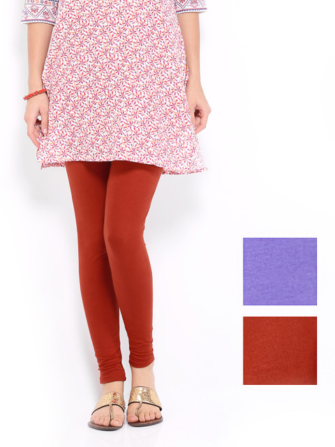 

Anouk Women Pack of 2 Cotton Stretch Churidar Leggings, Red
