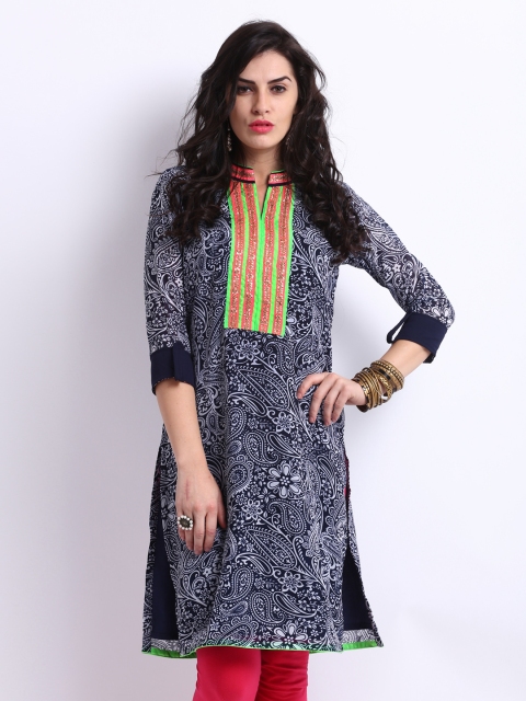 

Anouk Women Blue & White Printed Kurta