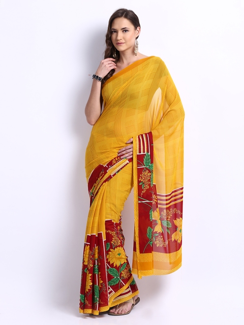 

Anouk Yellow Georgette Printed Saree