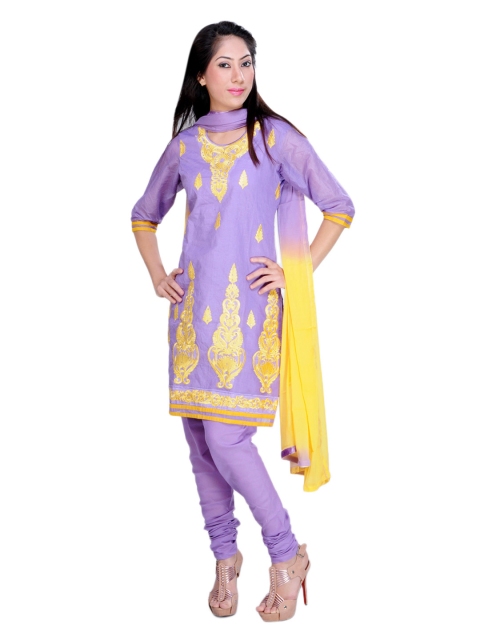 

Archisha Purple Embroidered Dress Material