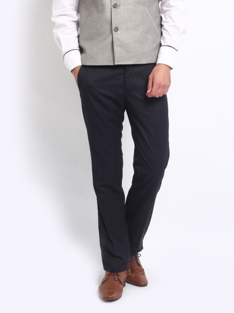 

Arrow Men Navy Slim Fit Formal Trousers, Navy blue