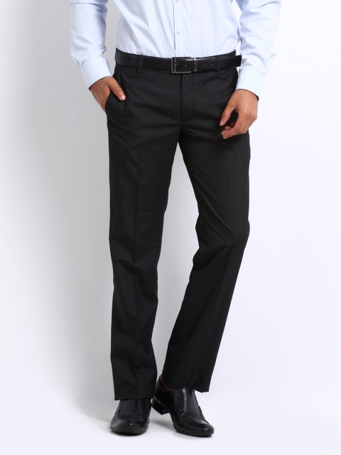 

Arrow Men Black Checked Slim Fit Formal Trousers