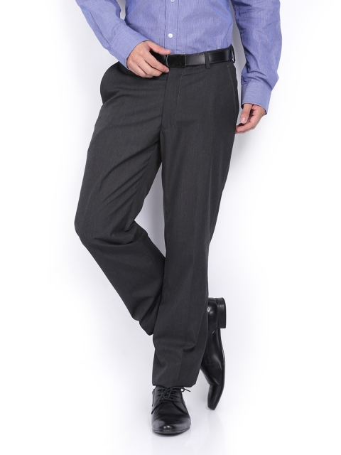 

Arrow Men Charcoal Grey Melange Smart Fit Formal Trousers