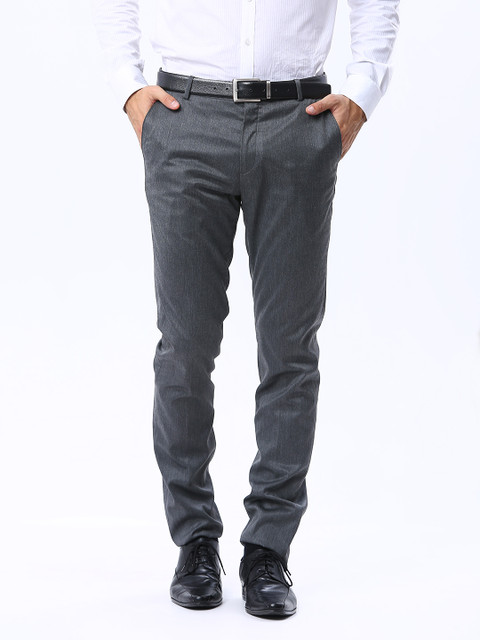 

Arrow New York Men Charcoal Grey Super Slim Fit Formal Trousers