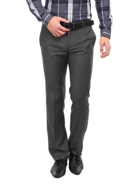 

Arrow Men Grey Striped Slim Fit Formal Trousers