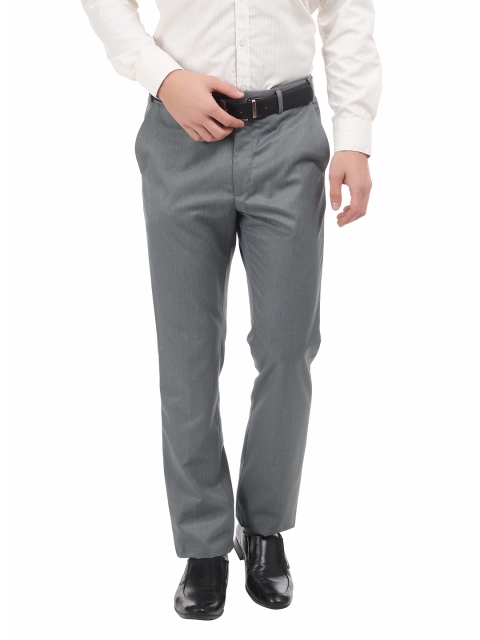 

Arrow Men Grey Striped Tapered Fit Trousers