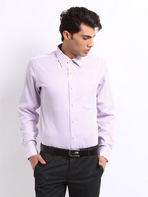 

Arrow Men White & Lavender Striped Stitchless Formal Shirt
