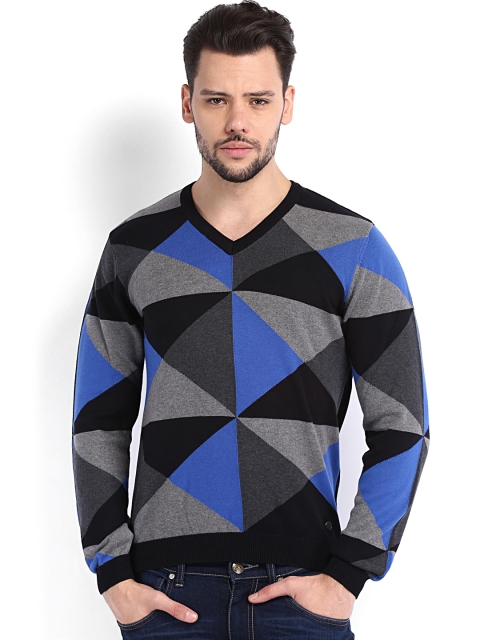 

Arrow New York Men Black & Blue Sweater