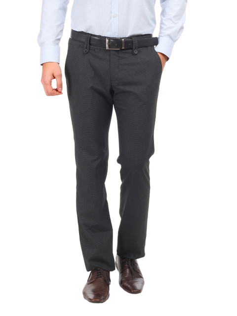 

Arrow New York Men Charcoal Checked Slim Fit Trousers