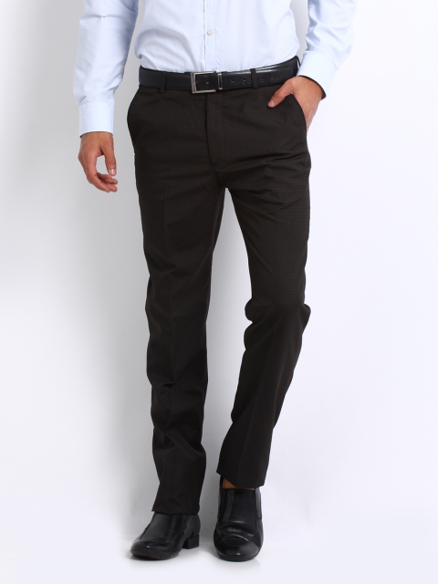 

Arrow New York Men Black Checked Tapered Fit Formal Trousers