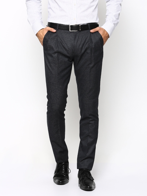 

Arrow New York Men Navy Tapered Fit Formal Trousers, Navy blue
