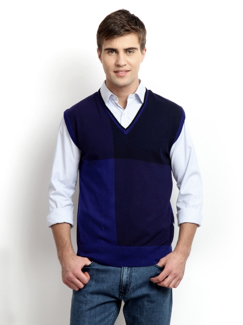 

Arrow New York Men Blue Sleeveless Sweater